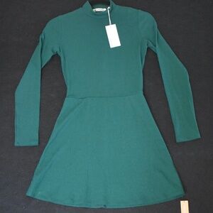 NWT Reformation Maya Knit Dress L/S Emerald Green Size Small